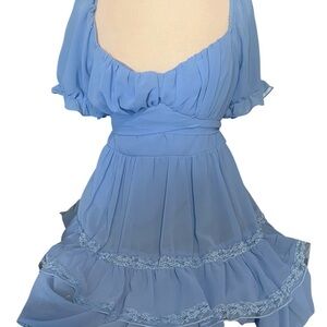 B. Smart Blue Ruffled Dress